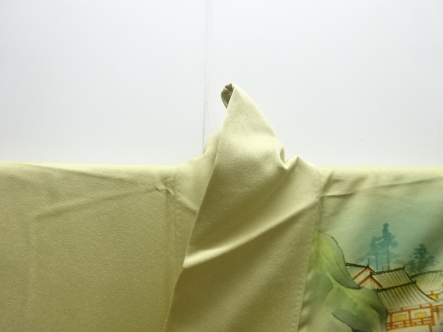  屋敷に樹木模様刺繍訪問着